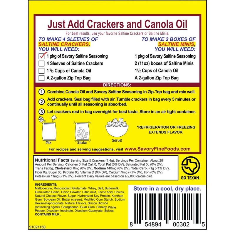 Savory Saltine Seasoning, 1.4 Ounce, Texas Chipotle, 1 Pack