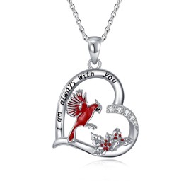 Dorunmo Red Cardinal Necklace 925 Sterling Silver Cardinal Bird Pendant Necklaces Cardinal Jewelry Gifts for Women Wife Friends