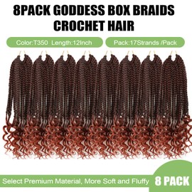 Box Braids Crochet Hair Goddess Box Braids Crochet Hair Crochet Hair Pre Looped Crochet Hair 14 Inch 8 Packs Crochet Braids Crochet Hair For Black Women(T350)