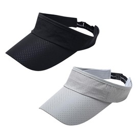 UUYYEO 2 Pcs Mesh Sun Visor Caps Quick Dry Sun Visors Breathable Sun Visor Hats Empty Top Baseball Caps Black and Grey