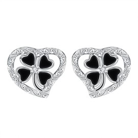 Micory Women's Earrings 925 Sterling Silver Lucky Charm Stud Earrings Jewellery Gift for Girls Wife Mother Daughter, Sterling Silver, Cubic Zirconia
