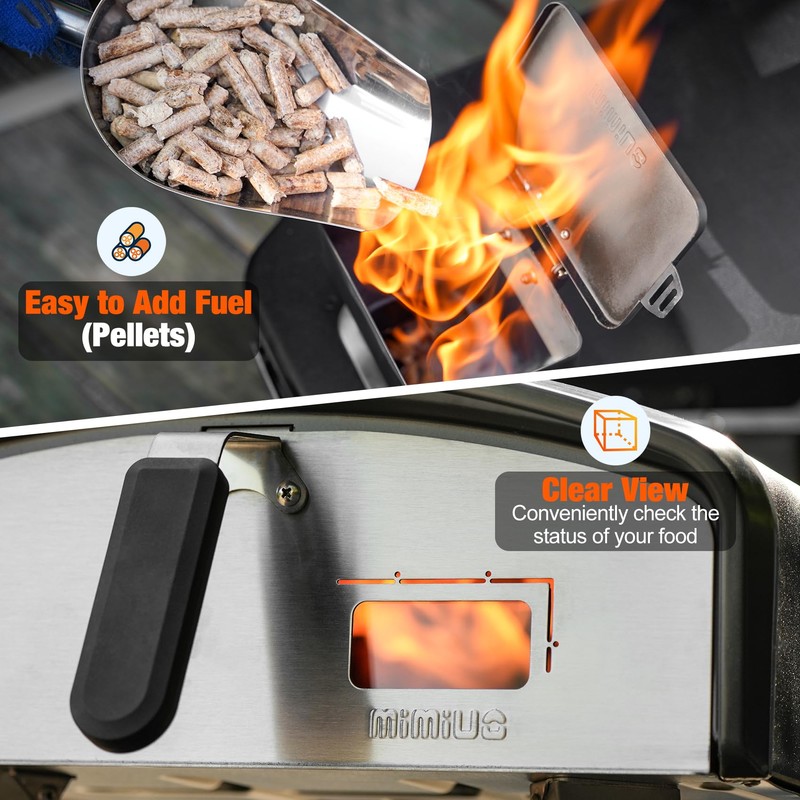 Mimiuo Outdoor Pizza Oven 12" Pellet Pizza Oven with Square