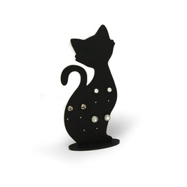 TIELO Cat Earring Stud Display Stand Earring Holder Organiser (Black)