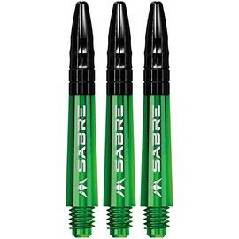 Mission Darts Sabre Shafts | Durable Polycarbonate Stems with Black Aluminium Top | 1 Set of 3 Shafts | Green | Short (S1550)
