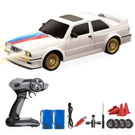 RC Drift Car 2.4GHz 1:16 Scale 4WD 30KM/H High Speed Remote Control Cars Vehicle with LED Lights 2Pcs Rechargeable Batteries Drifting Tires Racing Sport Toy Cars for Adults Boys Girls Kids Gift