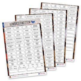 Spice Labels Feinschmer Edition 2019 – 117 Spice Stickers, Flour Salt & Sugar Waterproof for Jars, Cans and Shelves, transparent