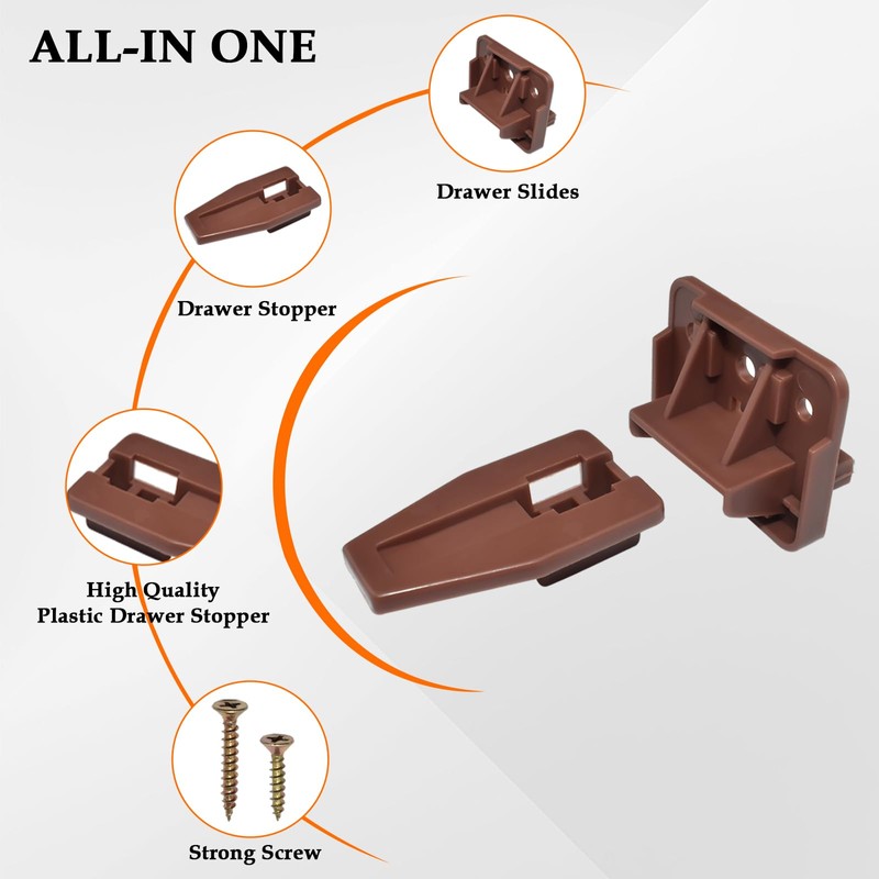Plastic Drawer Slides Guides Stopper Brown Slides Track Replacement Parts
