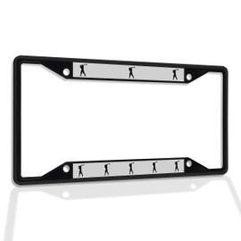 Fastasticdeals Metal Insert License Plate Frame Golfer Sports A Weatherproof Car Accessories Black 4 Holes Solid Insert