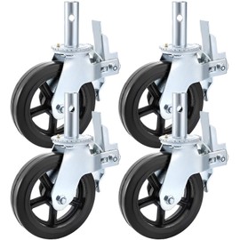 VEVOR 4 Pack Scaffolding Wheels, 8 x 2 Inch Scaffold Caster Wheels with Dual Locking Rubber Swivel Casters, 360 Degrees Heavy Duty Rubber Swivel Stem Casters with Brake, 2908LBS Capacity