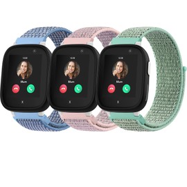 Amzpas Pack of 3 Children's Nylon Bracelets Compatible with Xplora X6 Bracelet, Kids Smartwatch Girls Boys Soft Adjustable Replacement Straps for Xplora X6 Play/Xplora X6 Pro Watch Straps