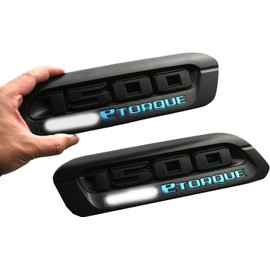 Pair Set 1500 Etorque Exterior Badges Emblems Hood Left Right Side Badge Compatible with fits 1500 68500543AA 68500544AA (Black Blue)