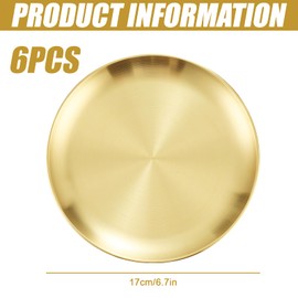 Sporgo Pack of 6 Stainless Steel Plates: Diameter 17 cm Stainless Steel Round Tableware, Camping Plate, Serving Plate, Stainless Steel Plate Camping Plate for Camping, Picnic, Hiking, Kitchen, Par (B)