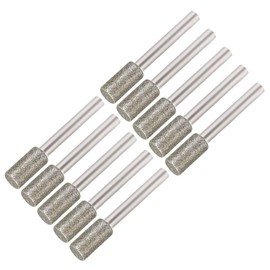 sourcing map Diamond Burrs Grinding Drill Bits for Carving Rotary Tool 1/4-Inch Shank 10mm Cylindrical 120 Grit 10 Pcs