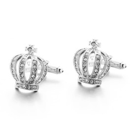 Cross Crown Cufflinks for Men, King Queen Crown Cufflinks, Silver Crown Shirt Tuxedo Cufflinks, Punk Rock Cufflinks French Cufflinks, Stainless Steel, No Gemstone