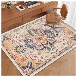 Soofteilliv 4xft/48x60in Home Office Chair Mat, Desk Chair Mats for Hardwood Floor, Anti-Slip Computer Gaming Chair Mats, Low Pile Carpet Floor Chair Mat(Yellow)