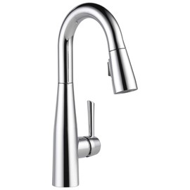 Delta Faucet Essa Chrome Bar Faucet with Pull Down Sprayer, Chrome Bar Sink Faucet Single Hole, Wet Bar Faucets Single Hole, Prep Sink Faucet, Faucet for Bar Sink, Chrome 9913-DST