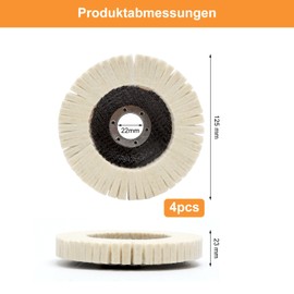 APOMOONS 4 Stück Polierscheibe 125mm Polierfächerscheibe Wollfilz Polierscheiben Filz Polieraufsatz Winkelschleifer zum Schleifen Glanz Polieren von Lack Holz Plastik Edelstahl