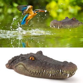 Rehomy Pond Floating Alligator Head Decoy Pool Accessories Detailed Artificial Alligator Head for Pond Decoration and Protection (01)