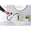 Qeemee LED Bathroom Faucet with Pull Out Sprayer, Grey Temperature