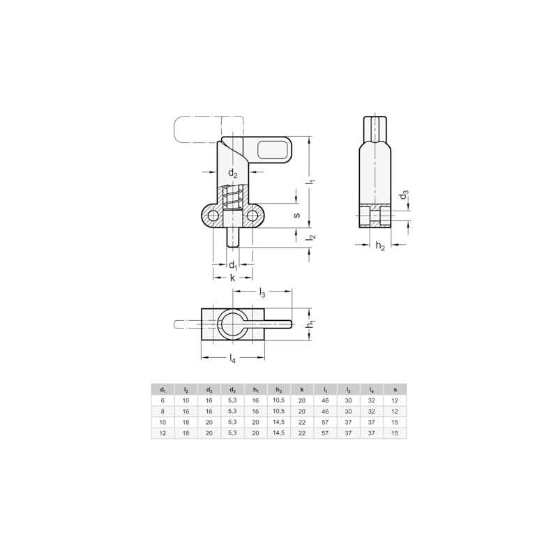 Ganter Normelemente Locking latch, rotary latch, door latch, GN 612.9-6-10-16-SW,