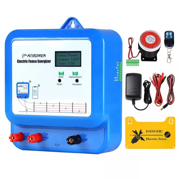 ATMOREA 8KM Wifi Fence Charger 8KV/10KV/12KV LCD Electric Fence Energizer