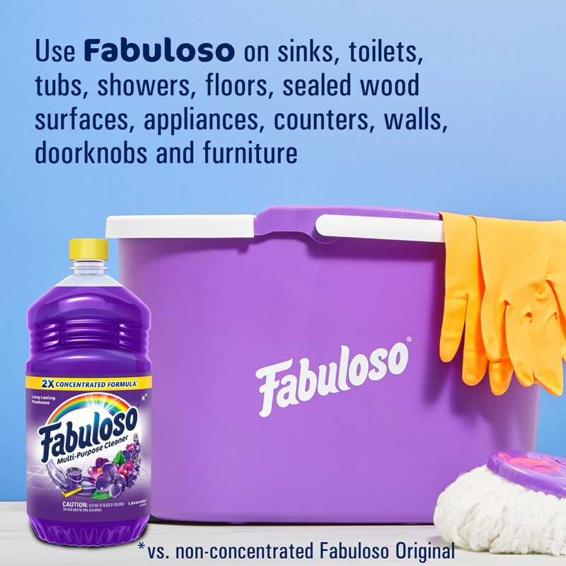 Fabuloso Multi-Purpose Cleaner & Floor Cleaner, 2X Concentrated, Lavender Scent,