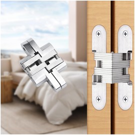 YIDELAI Hidden Hinges (1 Pair) Zinc Alloy Invisible Hinges Concealed Cabinet Hinges 0 Degree-180 Degree Opening Angle. for Materials 1.3 Inches Thick.