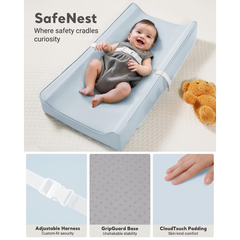 Vegan Leather Waterproof Baby Changing Pad - Wipeable, Extra Thick