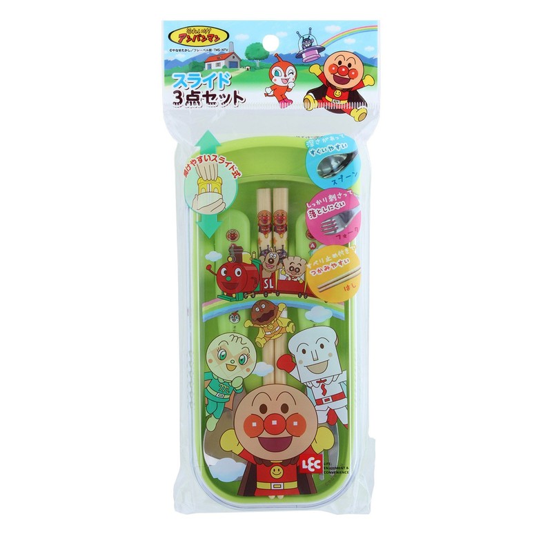 LEC Anpanman Character 3 Piece Set (Chopsticks/ Spoon/ Fork) in