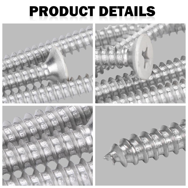 White Head 50 PCS #10X3" Stainless Steel Phillips Flat Head