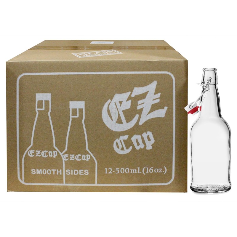 EZ Cap Bottles - 16 oz Clear Swing Top (Qty