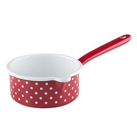 Riess, COUNTRY 0036-077 Saucepan with Large Spout 14 0.75 L Red Dots Diameter 14 cm Height 6.7 cm Capacity 0.75 Litres Enamel Red Induction