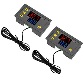 Temperature Controller, Binghe Pack of 2 W3230 110-220 V Digital Thermostat with NTC 10K Sensor Probe, Temperature Controller Heating Cooling Control, Temperature Control Range - 50 to 120 °C