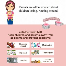 Eidyer Anti Lost Safety Wrist Link Belt, Children Harness Belt Safety Adjustable 1.5M/4.92ft Baby Toddler Reins Safety Strap Leash Walking Hand Belt Elastic Wire Rope Fluorescent and Security Lock