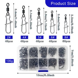 Fishing Swivels, 210 Pieces, Fishing Swivel, Connector Fishing, Swivels Fishing, Stainless Steel Double Swivels, Fishing Line Hook Connectors for Fishing, Saltwater, Freshwater Fishing Accessories 2#,