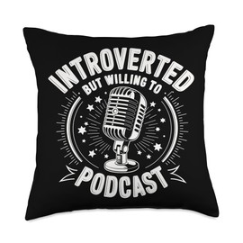 Introverted But Willing to Podcast Funny Microphone Design Throw Pillow