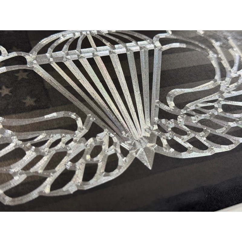 Laser US Flag & Diamond Etched Army Airborne Wings Car