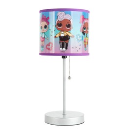 Idea Nuova LOL Surprise Stick Table Kids Lamp with Pull Chain, Themed Printed Decorative Shade
