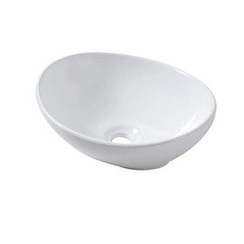 Lordear Oval Vessel Sink 16"x13" Bathroom Vessel Sink Modern Egg Shape Above Counter White Porcelain Ceramic Vanity Sink Art Basin
