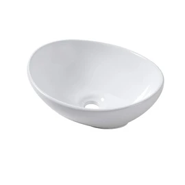 Lordear Oval Vessel Sink 16"x13" Bathroom Vessel Sink Modern Egg Shape Above Counter White Porcelain Ceramic Vanity Sink Art Basin