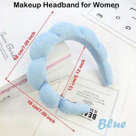 Paifeancodill Makeup Headband for Women, Mimi and Co Spa Headband Skincare Headband, Solid Color Spong Headband Hair Bands, Fabric Headband Hair Accessories for Skincare Makeup Removal Shower Skincare (Blue)