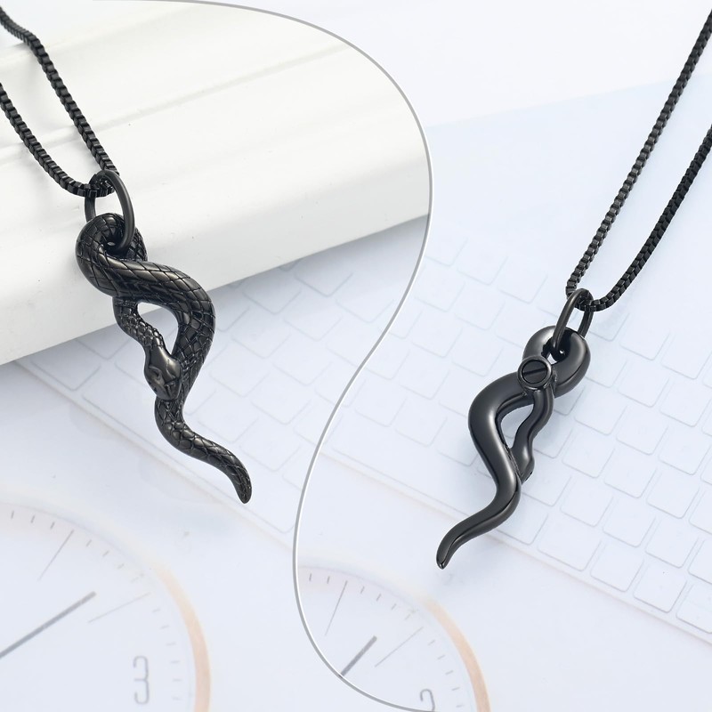 XSMZB Cremation Jewelry Snake Urn Necklace for Ashes Stainless Steel