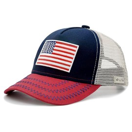Sunlark USA Flag Cap for Boys Girls, American Flags Hat for Toddler 2-6 Years American Flag Trucker Cap for Kids Red