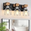 FadimiKoo 3-Light Wood Bathroom Light Fixtures Over Mirror, Rustic Black