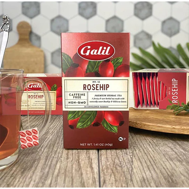 Galil Rosehip Tea – Caffeine-Free Herbal Tea, Certified Kosher Tea