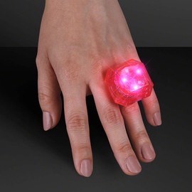 FlashingBlinkyLights Huge Pink Gem Light Up Rings (Set of 24)