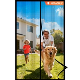 METAONLY Magnetic Screen Door Mesh, Works for Patio, Sliding Door, Keeps Bug Mosquito Out, Fresh Air Flow, Fits 36" x 80" Door - Curtain Size 38" x 82", Black