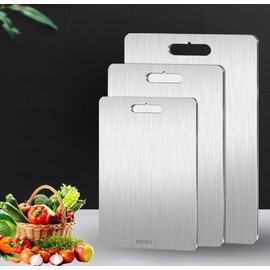 Titanium Cutting Board, Double Sided, Portable, Stainless Steel, Food Grade Chopping Surface for Fruit, Vegetable, and More (Large)