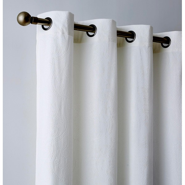 LinenZone Damask Velvet Patio Curtains (Verona 102 x 96 White)