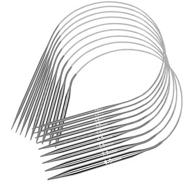 Coopay 9-Piece Circular Knitting Needles Set, 120 cm Stainless Steel Circular Knitting Needles with Clear Size, 2.0-6.0 mm Knitting Needles, Circular Knitting Needle for Beginners, Practical Circular